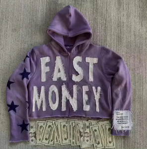 Sweat à capuche unisexe écologique brodé en éponge française imprimé de vêtements de sport d'hiver léger avec fermeture éclair et cordon de serrage - Product Image 5