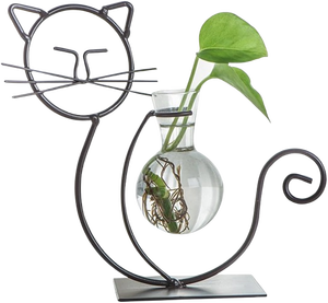 Vase à fleurs hydroponique design chat au look unique Terrarium avec support en métal Vente en gros Vase en fer de luxe Décor de plante pour mariage - Product Image 2