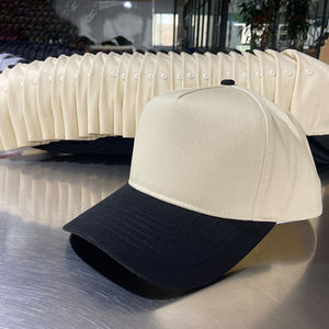 Luxe 5 Panneau Noir Coton Blanc Structuré Gorras Casquette De Baseball Papa Chapeaux Casquettes Sports Uni Avec Logo De Broderie Personnalisé pour Homme - Product Image 1