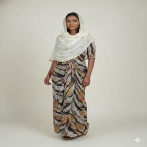 Nouvelle robe traditionnelle authentique pour filles somaliennes pour Dirac avec un design en jacquard et en plumes unies, tenue de fête de mariage - Product Image 1