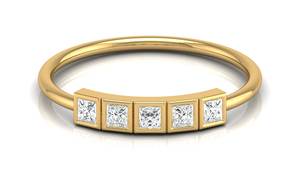 Anillo de boda de oro macizo con diamante cultivado en laboratorio, oro macizo de 18k y 14k, banda minimalista apilable, joyería fina de exportadores. - Product Image 5