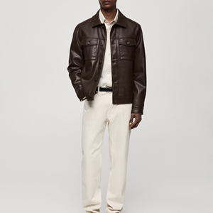 Most Selling Genuine <b>Men</b> Leather <b>Jackets</b> High Quality Comfortable Stylish Coated <b>Thin</b> Stand Collar Breathable Windproof - Product Image 5