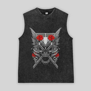 Logotipo personalizado impresión pantalla bordado chaleco algodón en blanco liso Vintage hombres deporte Jersey Chaleco de gran tamaño ácido lavado piedra chaleco - Product Image 3