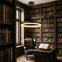 Lustre suspendu LED circulaire contemporain pour bibliothèque et coin lecture, 900 mm
