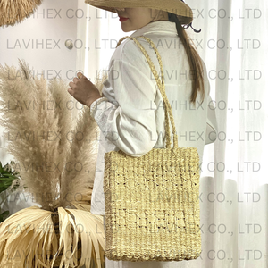 กระเป๋าผ้าทอจากหญ้าทะเลของผู้หญิงแบบคลาสสิกทำด้วยมือคุณภาพสูงเครื่องแต่งกายประจำวันทำจากผ้าฝ้ายบุผิวจากช่างฝีมือชาวเวียดนาม - Product Image 4