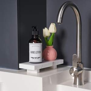 Marble Vanity White Marble Tray for Bathroom Jewelry Organizer and Perfume <b>Holder</b> Modern Decorative Tray for Skincare and <b>Makeup</b> - Product Image 3