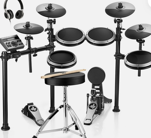 Listo para enviar: Batería electrónica Donner DED-200X con pads de malla, zona dual, caja de resonancia, 450 sonidos, GRIS - Product Image 2