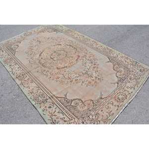 Tapis en laine turque Vintage bleu Beige traditionnel 5.6X8.6 pieds Design Patchwork de grande surface pour salon décor de couloir nouveau Latex - Product Image 2