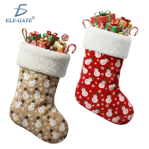 43 cm Christmas Design Stocking with Fur and Plaid for <b>Winter</b> Merry Christmas Occasions - Product Image 5