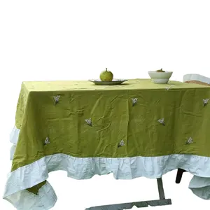 Pano de mesa 100% algodão para bordado, lavado à máquina, de alta qualidade, clássico, macio, feito na Índia, sustentável, reutilizável, moderno e elegante