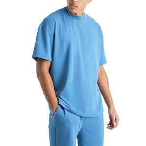 High Quality Custom Design Factory Price Casual Wear Top Selling Short Sleeve Plain High Neck Rib Design Men's <b>Twinset</b> - Product Image 4