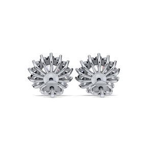 IGI Certified Lab Grown Diamond Round Halo Flower Stud <b>Earrings</b> <b>Solid</b> 925 Sterling <b>Silver</b> Sunburst Cluster <b>Earrings</b> - Product Image 2