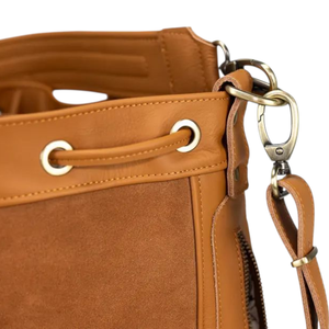 <b>Women's</b> Genuine Leather Bohemian Lady Fashion Spring Crossbody <b>Bucket</b> <b>Bag</b> Large Capacity Suede Orange Brown Canvas Lining - Product Image 2