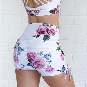 Pantalones cortos de Yoga sin costuras para mujer de cintura alta personalizados, transpirables, a prueba de sentadillas, levantamiento de glúteos, pantalones cortos de entrenamiento para gimnasio, precio al por mayor - Product Image 6