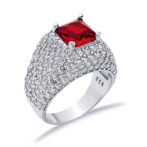 Taille carrée grenat pierre CZ Stony Cluster bague turque en gros à la main 925 bijoux en argent Sterling - Product Image 3