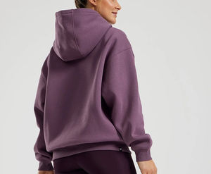 Vente chaude 100% coton français éponge surdimensionné pull à capuche respirant coupe ample blanc à capuche poids lourd femmes sweat - Product Image 6