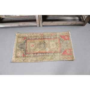 Alfombra Vintage de 1.5x2.9 pies, Alfombra Turca, Alfombra Oriental Marrón de Lana - Product Image 3