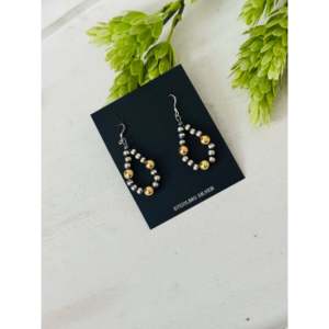 Navajo Style 18K Gold Plated Sterling <b>Silver</b> Drop <b>Earrings</b> Beaded <b>Dangle</b> Design Inspired by Waterdrops - Product Image 4