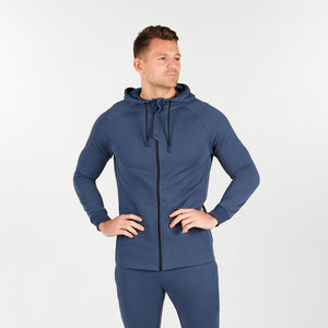 Jogging de sport d'hiver élégant pour hommes Survêtements de luxe XL de haute qualité avec veste à capuche à fermeture éclair Logo personnalisé Motif solide - Product Image 2