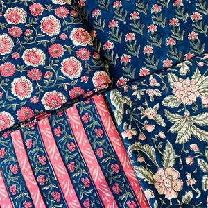 ผ้าฝ้ายเนื้อผ้าระบายอากาศได้ดีจาก100% ผ้าฝ้ายทำมือพิมพ์ลายบล็อกเป็นมิตรต่อสิ่งแวดล้อมแบบดั้งเดิมมรดกทางวัฒนธรรม - Product Image 1