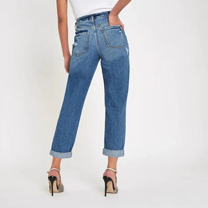 กางเกงยีนส์ขายาวสำหรับผู้หญิงกางเกงผ้าเดนิมแนวสตรีทขายาวออกแบบได้ตามต้องการ - Product Image 3