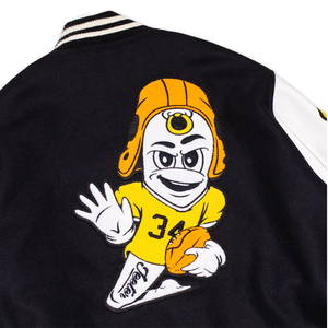 Chaqueta Varsity Personalizada para Hombre 2026, Negra, Lisa, con Parches Bordados de Béisbol, Mangas de Lana, Bolsillos de Cuero, Venta al Por Mayor - Product Image 4