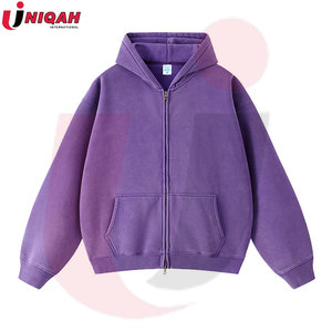 เสื้อฮู้ดดี้ผู้ชายแบบซิป วินเทจ ล้างสี ผ้าฝ้ายผสมโพลีเอสเตอร์ หนานุ่ม ระบายอากาศได้ดี ปักลายตามสั่ง สไตล์สตรีทแวร์ ใส่ได้ทั้งชายและหญิง - Product Image 2