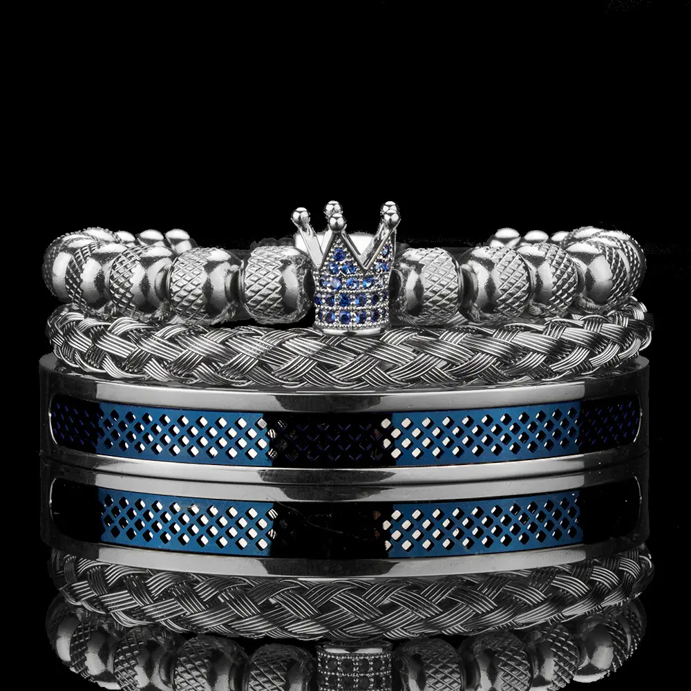 Luxury Bracelet Crown Bead For Gifts Designer Logo Men Charms Bangle Men's Silver Stainless Steel Watchband Bracelet