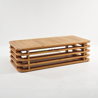 Table basse en teck massif Arjuna, style moderne minimaliste, hauteur réglable, qualité supérieure, pour la maison et l'hôtel, utilisation en extérieur