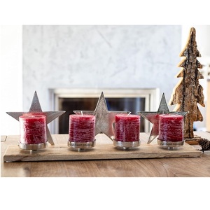 Handmade Bulk Aluminum Silver 4 Tealight <b>Candle</b> <b>Holder</b> With Wood Rectangular Base for Christmas Lighting Decoration - Product Image 3