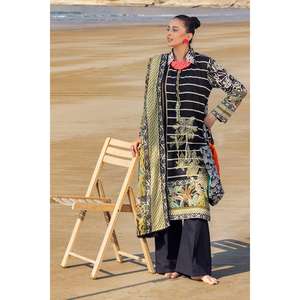 ชุดคลุมว่ายน้ำผ้าลอน 3 ชิ้น สีดำและสีขาวสำหรับผู้หญิง แบบยังไม่เย็บติดกัน - Product Image 5