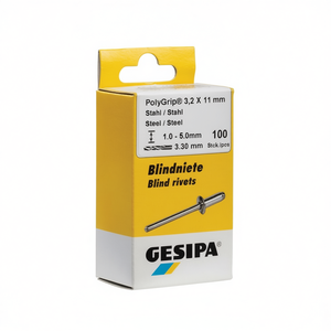GESIPA Juego de 50 Remaches Ciegos PolyGrip de Acero/Acero con Vástago de 4.8 x 10 mm para Manualidades - Product Image 3