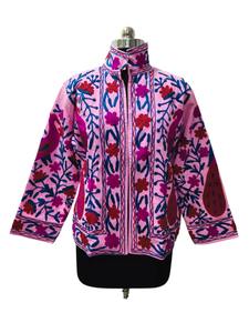 Chaqueta de algodón bordada Suzani Multicolor hecha a mano para mujer diseño Floral bohemio elegante transpirable artesanal tradicional - Product Image 2