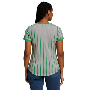 เสื้อเบสบอลลายทางสีเทา 08 สำหรับสาวสวย ชุดนักเรียนหญิงสีชมพูและสีเขียว สไตล์นักศึกษาหญิง ชุดนักเรียนหญิงแบบกรีกที่มีสไตล์ - Product Image 2