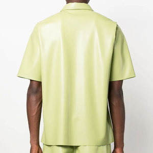 Camisa de Cuero Casual para Hombre de Fábrica OEM con Cuello Camisero y Diseño de Logotipo Personalizable - Product Image 2