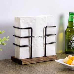 Fournisseurs directs d'usine vaisselle de table en fer et en bois porte-serviettes de cuisine porte-papier de soie de luxe fait à la main de qualité supérieure - Product Image 2