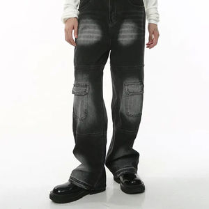 Men's Jeans Top Quality Custom Printing Logo Denim Pants Baggy Streetwear Jeans <b>Stacked</b> Long Straight Pants - Product Image 3