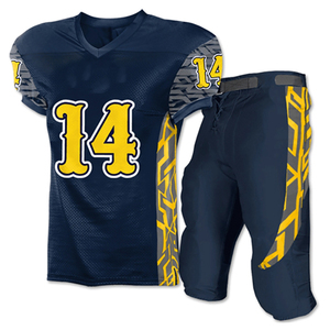 Wholesale American Football Uniform Yellow Shirt and Half <b>White</b> <b>Pants</b> American Football Uniform Kit for Adult Team - Product Image 2