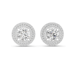 2.68 CT Lab Diamond Halo <b>Stud</b> <b>Earrings</b> Round Brilliant Cut 18KT, 14KT, 10KT Gold & 925 Silver Rose, Yellow, White Gold - Product Image 5