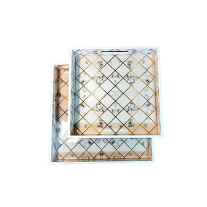 ถาดเสิร์ฟเรซิ่นทรงสี่เหลี่ยมลายมุกสีขาวสำหรับนักออกแบบ - Product Image 1