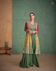 ชุดออกแบบล่าสุดผ้าจอร์เจียแท้ผ้าบางและผ้าโคติปักด้วยมือกระจกทำงานแฟชั่นผู้หญิง - Product Image 4