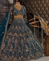 Robe Lehenga Choli Évasée de 4 Mètres de Qualité Exceptionnelle avec Broderie de Paillettes, Doublure en Toile et Ensemble Fusion Glamour