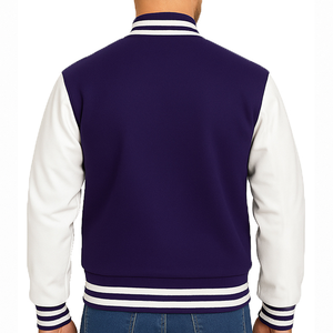 Veste universitaire pour homme en polyester/coton personnalisée avec manches en laine, col montant, teinture unie, écologique, respirante, veste d'hiver - Product Image 6