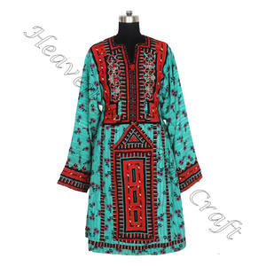 BDR046 Unique Vintage Bohème Banjara Baluchi Robe Main Traditionnelle Balochi Coton Robe - Product Image 3