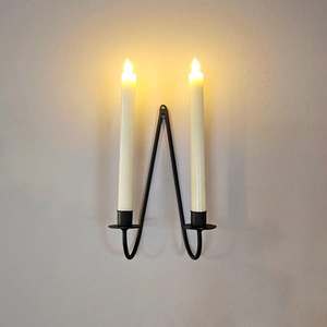 Portavelas de pared de Metal de hierro de diseño moderno acabado negro para el hogar sala de estar y dormitorio decoraciones bollos de pared - Product Image 3