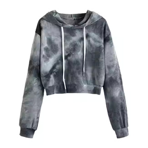 2025 nuevo logotipo personalizado de los hombres de invierno liso teñido cordón recortado Sudadera con capucha - Product Image 2