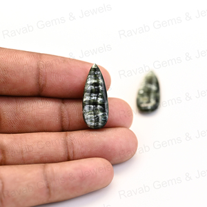 Meilleure vente 10x25mm pierre de séraphinite longue forme de poire herbe feu Briolette énergie naturelle guérison bijoux de pierres précieuses en vrac - Product Image 1