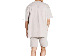 Ensemble t-shirt et short surdimensionné 100% coton décontracté pour hommes Costume de sport d'été de haute qualité pour la piste ou le fitness comprend un short - Product Image 2