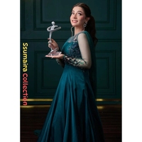 Tendances 2025 : Ensemble Lehenga Choli en Soie Brute Vert Marine, Style Anarkali Dananeer Mobeen, Brodé à la Main, Idéal pour Mariages et Soirées Formelles