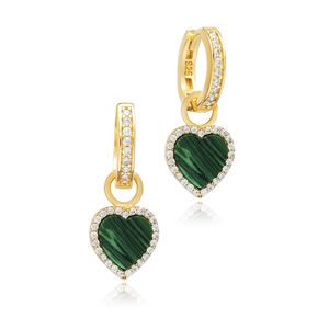 8x8 mm <b>Heart</b> Malachite Stone <b>Silver</b> Dangle <b>Earrings</b> Turkish Handcrafted Wholesale <b>Sterling</b> <b>Silver</b> Jewelry - Product Image 4